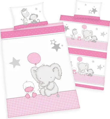 Produktbild von Renforcé-Bettwäsche 100 x 135/40 x 60 cm, kleiner Elefant