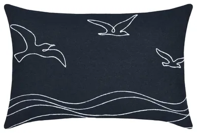 Produktbild von STOF Sofakissen Dekokissen Kissen Zierkissen 40 x 60 cm dunkelblau weiß Baumwolle