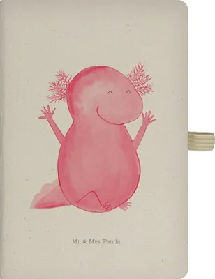 Produktbild von Mr. & Mrs. Panda Skizzenbuch Axolotl Hurra - Transparent - Geschenk, Spaß, notizbuch, Reisetagebuch, Lurch, Adressbuch, Journal, din a5, Freude