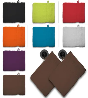 Produktbild von 2er Set Waschhandschuhe Waschhandschuh Waschlappen 16x21 cm Frottee Baumwolle, Farbe:Braun