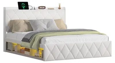 Produktbild von Polsterbett LED-Beleuchtung Doppelbett mit Ladefunktion