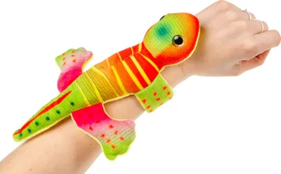 Produktbild von Plüsch Eidechse Klatscharmband - 4fach sortiert - ca. 22 cm