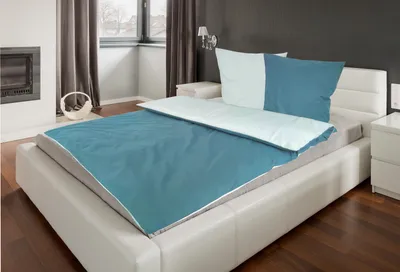 Produktbild von Bettwäsche Baumwolle Renforcé uni Wende 135x200 + 80x80 cm 100% Reißverschluss 4 teilig Aqua / Hellblau