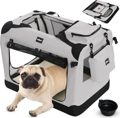 Obrázek produktu pro Leopet Přepravní box pro psy S, 49,5 x 34,5 x 35 cm, šedý