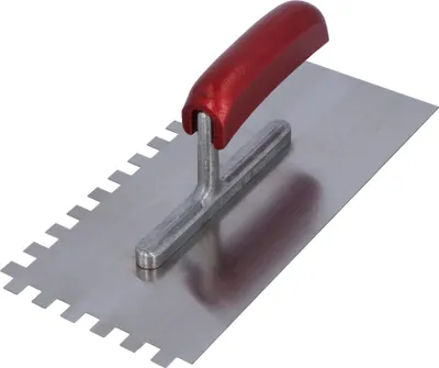 Produktbild von HELPMATE – gezahnte Glättekelle 10x10 mm - Profi Zahnspachtel hergestellt in Deutschland - 230 x 130 mm Zahnkelle zum Auftragen von Spachtelmasse und Fliesenkleber