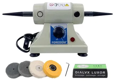 Produktbild von Mini Tisch-Poliermaschine DM-3 - Doppelschleifer 220V - für Schmuck Jade Metall - mit Polierwachssatz