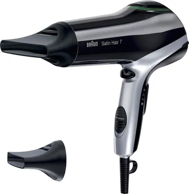 Produktbild von Braun HD710, 70 °C, Schwarz, Silber, Einfarbig, Hängeschlaufe, Tasten, Schieber, 2200 W