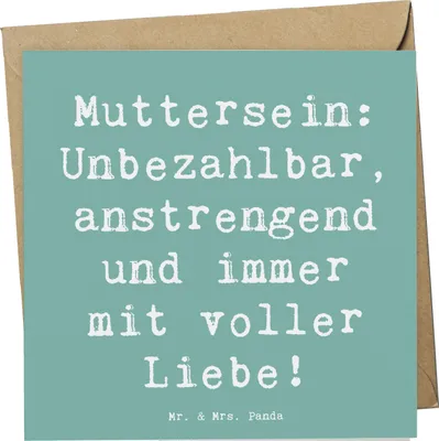 Produktbild von Mr. & Mrs. Panda Klappkarte Spruch Mutter Liebe - Meeresbrise - Geschenk, Verwandte, Handarbeit, Glückwunschkarte, faltkarte, Herausforderung, Grußkarte, Mutterliebe