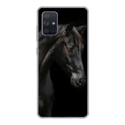 Produktbild von MuchoWow® Handyhülle Schutzhülle Hülle für Samsung Galaxy A51 Pferd - Tiere - Schwarz - Porträt Silikon Softcase Handy Hülle - Schutzabdeckung