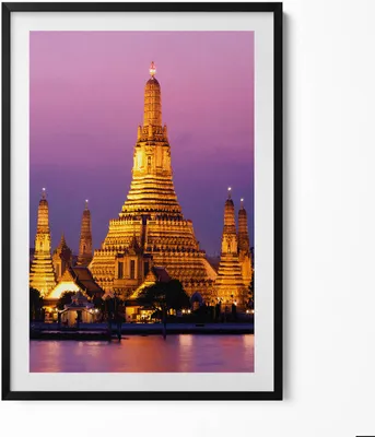 Produktbild von Tempel in Bangkok Thailand– Wandbild mit Rahmen – Gerahmtes Bild  – Wanddekoration – 70x100 cm –  Schwarz Rahmen