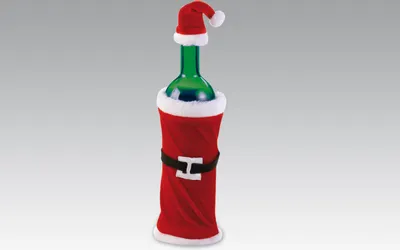 Produktbild von Weihnachtsmannkostüm für Flaschen aus Filz
