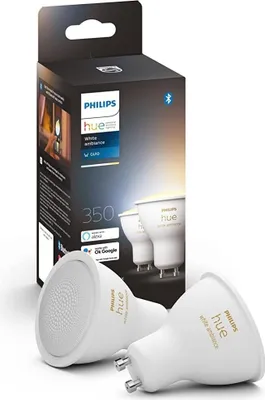 Obrázek produktu pro Philips Hue White ambiance Sada se 2 kusy GU10, Chytrá žárovka, Bluetooth/Zigbee, Bílá, LED, GU10, GU10
