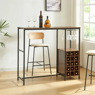 Zdjęcie produktu dla Stół barowy 'Trøndelag' 120x40x105 cm ze stojakiem na 15 butelek wina