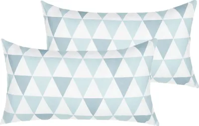 Produktbild von BELIANI Gartenkissen 2er Set Blau/Weiß Polyester Dreieck-Muster Rechteckig 70 x 40 cm Garten Balkon Terrasse