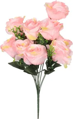 Imagen del producto de Un ramo de 8 rosas en color rosa claro, con detalles de boj
