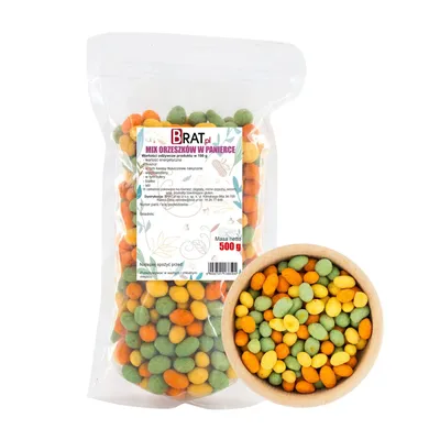 Zdjęcie produktu dla MIX orzeszków w panierce 500g Brat.pl