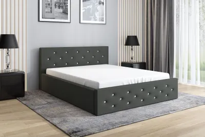 Produktbild von Polsterbett  VALI -OM 140x200 cm mit Bettkasten und Lattenrost. Farbe: Grau