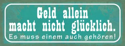 Produktbild von vianmo Holzschild 10x27 cm Geld macht nicht glücklich Spruch Zitat