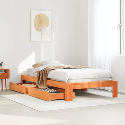 Produktbild von Best Möbel Bettrahmen inkl. Lattenrost - Massivholzbett ohne Matratze Wachsbraun 90x190 cm Kiefernholz - Klassische Betten CL8785701 2parcel