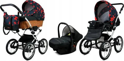 Obrázok produktu pre Babylux® Classic Exclusive | Kočík 3v1 Set | Červená mašľa | Kočíková súprava Kombi