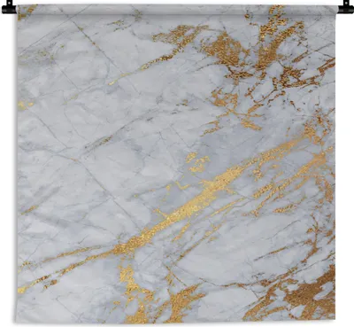 Produktbild von MuchoWow® Wandteppich Wandbehang Marmor - Grau - Gold 150x150 cm Tapisserie Dekoration Wandtuch - Wohnaccessoires - Modernes