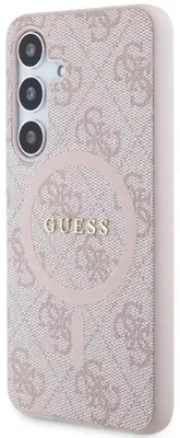 Produktbild von Schutzhülle Guess 4G Leather Metal Logo MagSafe für Samsung Galaxy S24, Rosa