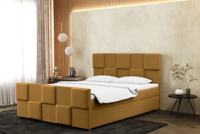 Produktbild von Kaiser Möbel Boxspringbett 160x200 cm mit bettkasten matratze und topper ZEPHYR Senffarbe