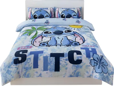 Obrázek produktu pro DISNEY Stitch Modrá, OBOUSTRANNÁ, bavlněná povlečení pro mládež na knoflíky, 100% BAVLNA 200x200cm+74x48cm OEKO-TEX