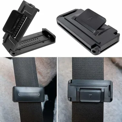 Produktbild von Set mit 2 Sicherheitsgurt-Verstellclips, Sicherheitsgurt-Versteller, Anschlagregler, verhindert das Reiben des Gurtes am Hals, 5,3 cm Gurtbreite, Schwarz