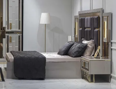 Produktbild von Betten Schlafzimmer Luxus Bettrahmen Design Polster Bett Designer Möbel Gold Neu