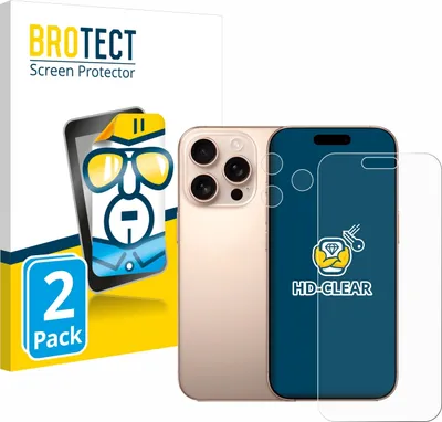 Produktbild von 2x Für Apple iPhone 16 Pro Max (Display+Kamera) Schutzfolie BROTECT Displayschutz Display Schutz Folie Klar Transparent