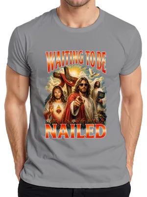 Zdjęcie produktu dla T-shirt "Jesus Lustig", humorystyczny nadruk, sarkazm, Biblia, nadruk z motywem "Pan", kolor: szary, rozmiar: M