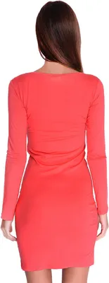 Produktbild von Damen Elegant Kleid Dress Langarm zweifarbig Onesize; S/M; Koralle