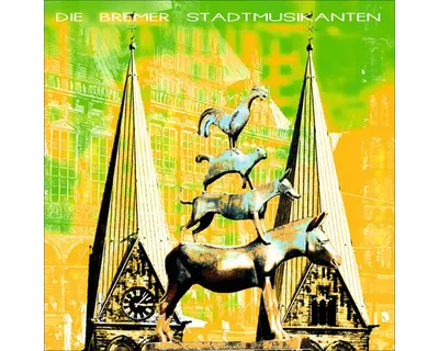 Produktbild von Glasbild Bremen Stadtmusikanten grün 20x20 cm