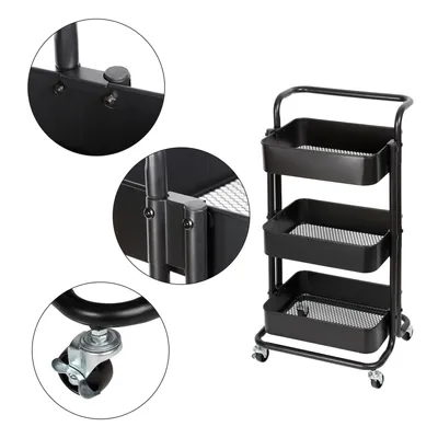 Immagine prodotto di Bc-elec - HT2-SH3M-BLACK Carrello di servizio con ruote in metallo, carrello da cucina, carrello da bagno, carrello a 3 stadi con freni