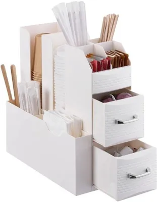 Produktbild von Famanu Kaffeestation Organizer mit Fächern - für Tassen, Zucker, Milch und Teebeutel