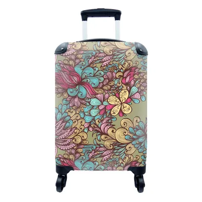 Produktbild von MuchoWow® Koffer Handgepäck Trolley Rollkoffer Kleine Reisekoffer mit 4 Rollen - Muster - Blätter - Abstrakt - Cabin Size < 55x40x23 cm & 55x40x20 cm - Fotokoffer - Kabinenkoffer - Boardgepäck - Reise-Box - Reisekoffer - Reisegepäck - Koffer mit Bild - Trolley für Kinder