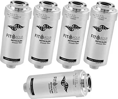Produktbild von 5 x Duschfilter FitAqua Antiscaling Wasserfilter für Dusche gegen Chlor und Kalk Sonderpack