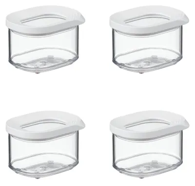 Productafbeelding van Mepal - Opbergcontainers Modula, 4-delige set - Bewaarboxen met deksel - Keukenorganizer & voorraadboxen - Stapelbaar & luchtdicht - 4x 175 ml - Wit