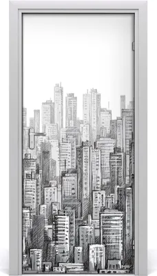Produktbild von Tulup Türaufkleber 95x205 cm Dekorative Aufkleber Selbstklebend Wasserdichte Tapete Abnehmbar Schlafzimmer Wohnzimmer Wohnkultur - Wolkenkratzer