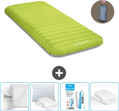 Produktbild von Intex Campingmatte - 1 Person - 76 x 191 x 17 cm - Grün - Inklusive Pumpe - Spannbettuch - Küssen - Reperaturset en Kissenschutz