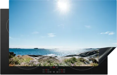 Produktbild von KitchenYeah© Herdabdeckplatte Strand - Natur - Sonne , 85x52cm, Küche Deko, Glaskeramikkochfeld Herdabdeckung, Abdeckplatte fùr Kochfeld