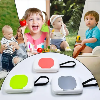 Image de 3 boîtes de lingettes humides pour bébé, boîte de lingettes humides réutilisable avec couvercle, sac de lingettes humides, boîte de lingettes humides portable pour les voyages, la maison, le bureau - 16,5 * 13 * 3 cm - Gris+Rose+Vert