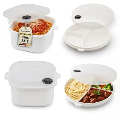 Produktbild von Mikrowellengeschirr Set, Mikrowellentopf 2x 2L+ Menüteller, 2er Set
