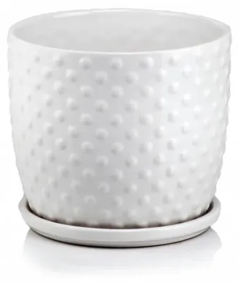 Produktbild von Polnix Keramik-Blumentopf mit Untersetzer 15cm Weiß