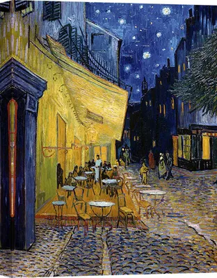 Produktbild von Kunstdruck auf Leinwand - Vincent van Gogh, Caféterrasse am Abend – 70x50 cm