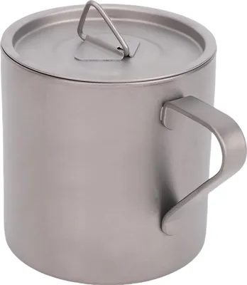 Zdjęcie produktu dla Kubek kempingowy Ti Dwuwarstwowy izolowany kubek do wędrówek na świeżym powietrzu Kubek do kawy na kemping Izolowany z pokrywką Przenośny kubek piknikowy Kubek rodzinny 450 ml