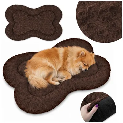 Produktbild von Kuscheliges Hundebett 80x50cm Haustierbett für Hunde & Katzen, Plüschbett mit Anti-Rutsch-Boden & Erhöhtem Rand, Braun 50x80cm