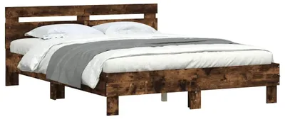 Obrázok produktu pre vidaXL Rám postele s čelom z dymového duba 140x190 cm materiál na báze dreva