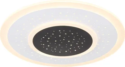 Produktbild von Globo Lighting Deckenleuchte Metall weiß matt, Acryl opal, Metall weiß matt, Metall schwarz matt, dimmbar, mehrere Stufen über Wandschalter, Farben fixierbar, Memoryfunktion, Nachtlicht, Fernbedienung, Batterie inkludiert 2x AAA, ø: 460mm, H: 55mm, inkl. LED 44W 230V, 345-4765lm Source, 168-2083lm Output, CCT 2700-6000K